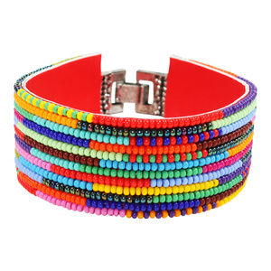 Soan 12 Row Striped Bracelet in Multi-Color.